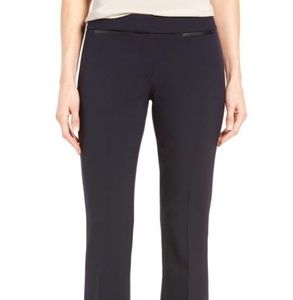 Leather Trim Flare Leg Pants